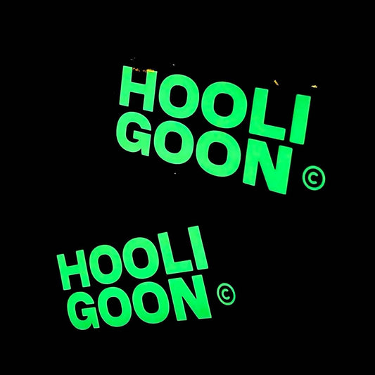 Green 'HOOLIGOON' logo on a black background